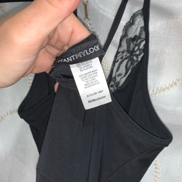 WANT MY LOOK BLACK LACE TRIM MAXI GOWN HIGH SLIT - Picture 5 of 5